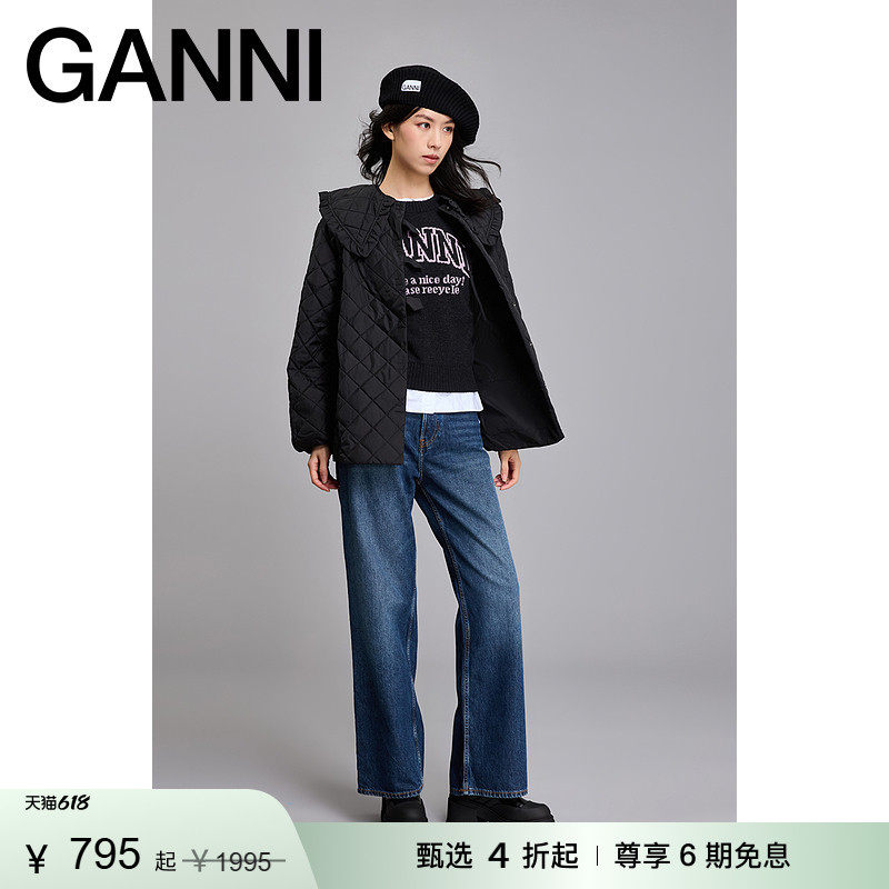 【甄选折扣】GANNI女装 经典款LOGO款撞色马甲背心无袖毛衣针织衫