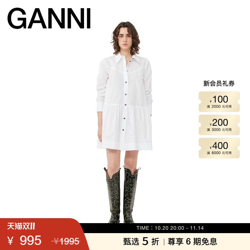 GANNI衬衫连衣裙娃娃裙棉