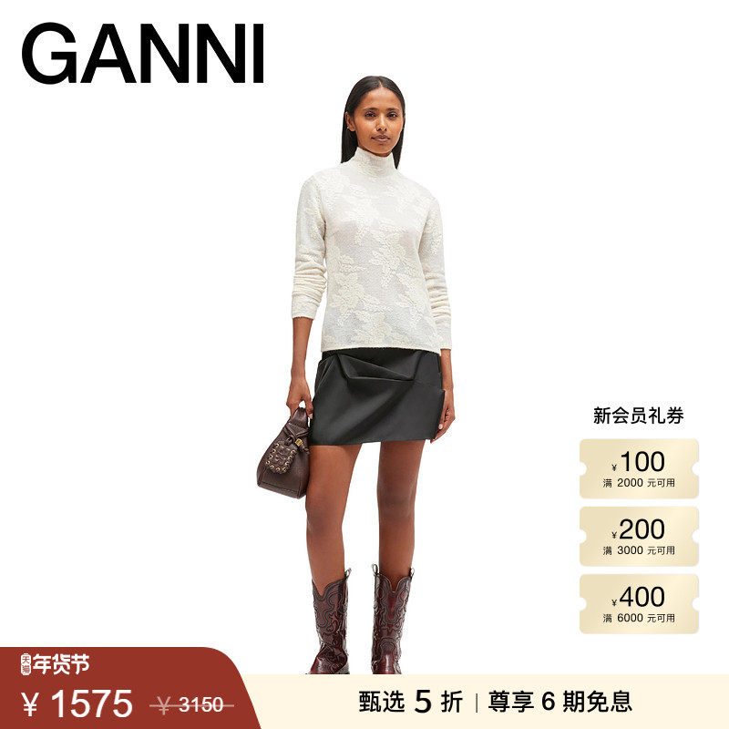 【甄选折扣】GANNI女装 优雅花卉针织套衫长袖高领毛衣 K2643135,女装/女士精品,毛针织衫,淘宝优惠券,粉丝福利购,淘宝优惠卷