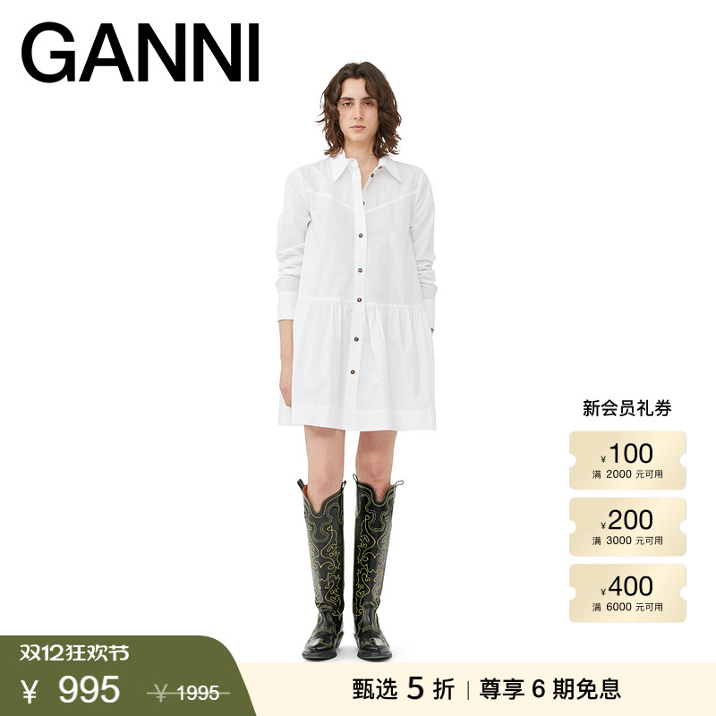 GANNI衬衫连衣裙娃娃裙棉