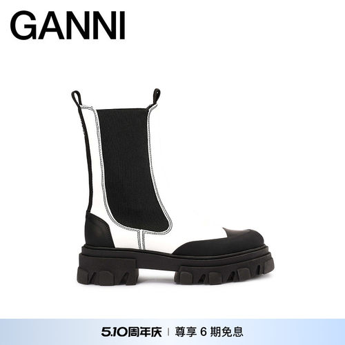 拼色烟筒靴厚底女鞋GANNI