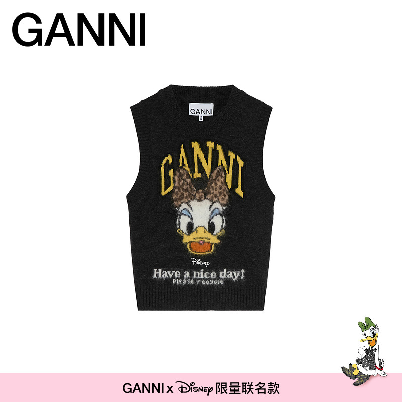 【GANNI x Disney】黛丝印花修身俏皮针织背心马甲 A1070152252