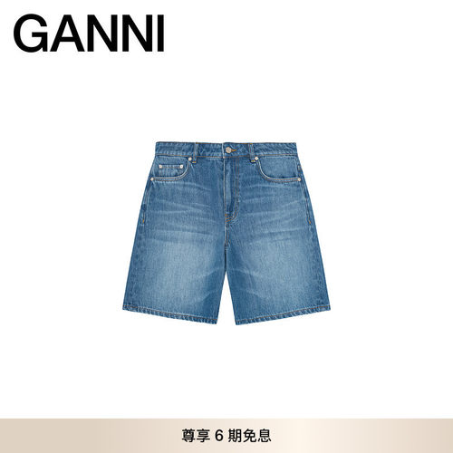 GANNI女装 经典款百搭简约舒适休闲宽松多口袋牛仔短裤 J1906567