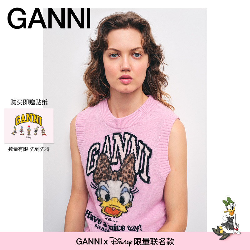 【GANNI x Disney】黛丝印花甜美无袖马甲针织背心 A1070152868