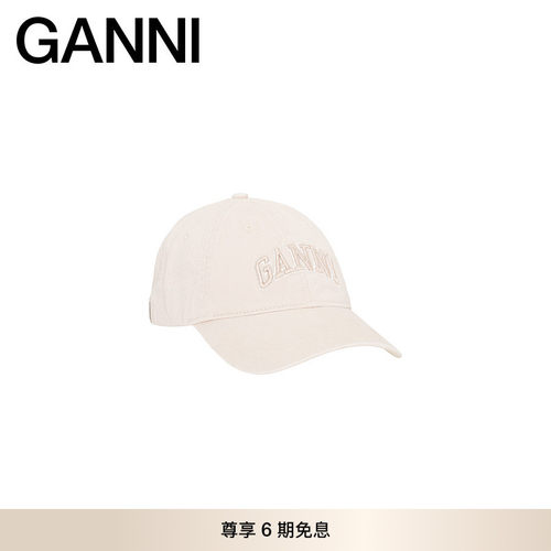 GANNI女士 白鹭色经典logo款遮阳鸭舌帽简约风帽子棒球帽A6901135