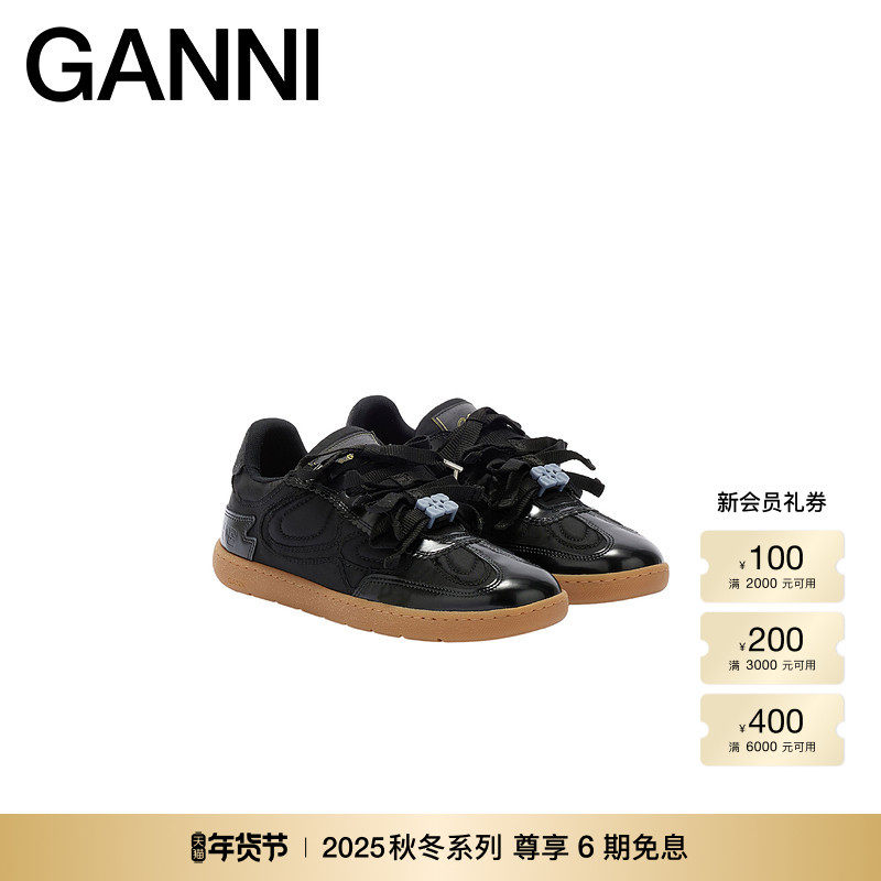 【秋冬新品】GANNI女鞋 蝴蝶元素毛边亮面运动鞋板鞋B1040011099,女鞋,时尚休闲鞋,淘宝优惠券,粉丝福利购,淘宝优惠卷