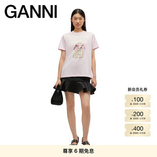 T恤圆领上衣 A1050062868 趣味贵宾犬图案宽松休闲短袖 GANNI女装
