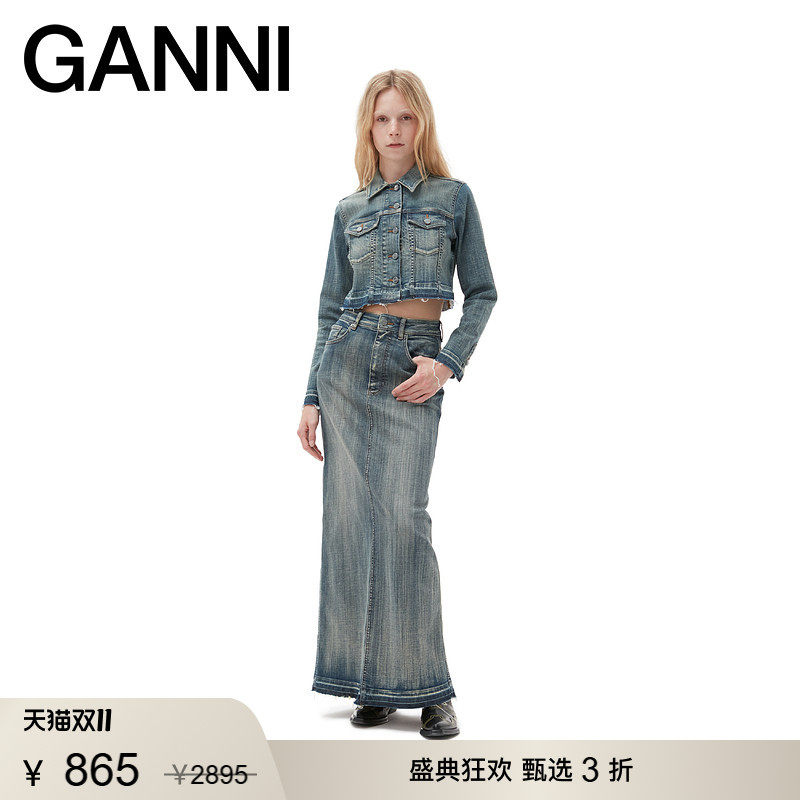 【甄选折扣】GANNI女装 复古风秋时尚外套短款牛仔夹克 J1257091