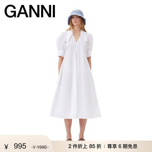 女装泡泡袖长款连衣裙GANNI