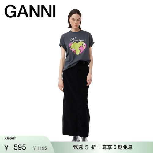 GANNI早春印花T恤短袖