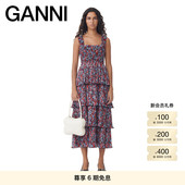 GANNI女装 碎花荷叶边方领蛋糕裙连衣裙F9193472