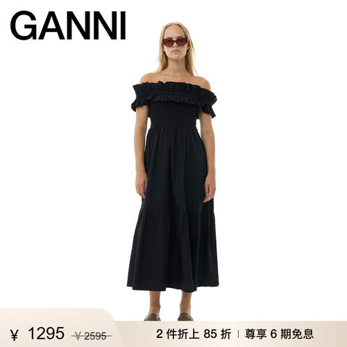 GANNI约会连衣裙棉质长裙