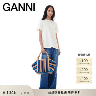T3946135 T恤圆领上衣 GANNI女装 白鹭色蝴蝶logo宽松休闲短袖