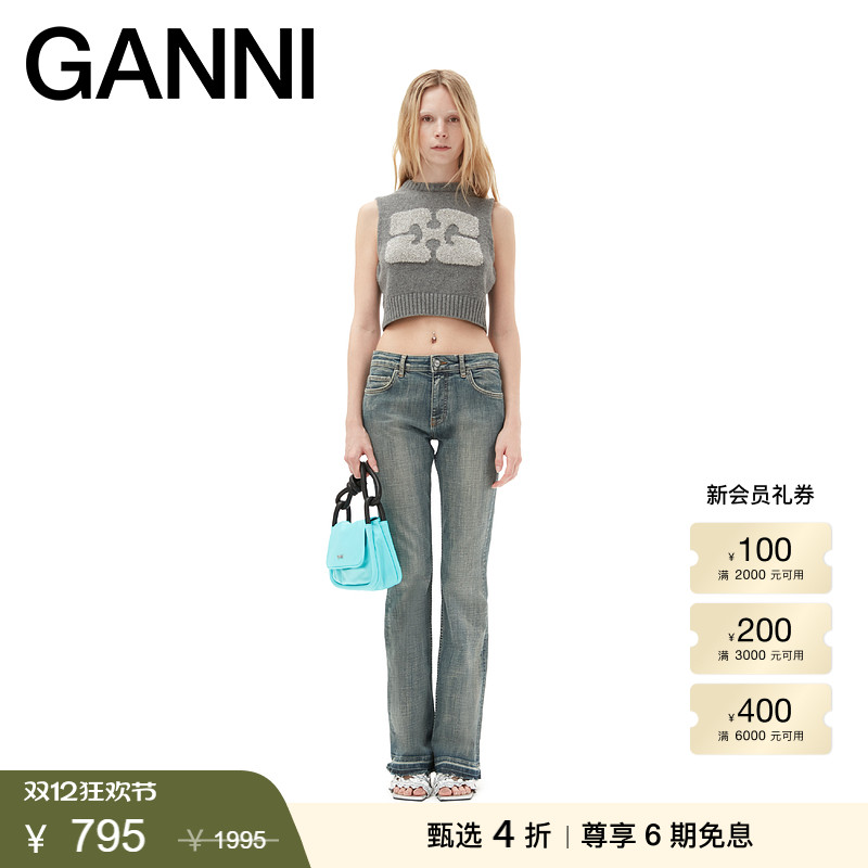 春夏低腰GANNI长裤做旧