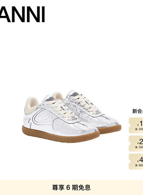 GANNI女鞋 银色蝴蝶元素毛边亮面运动鞋板鞋S3232018