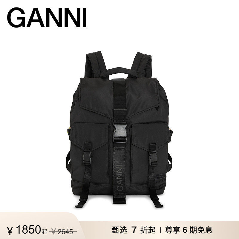 GANNI女包 logo简约双肩包旅行包背包 A4755099