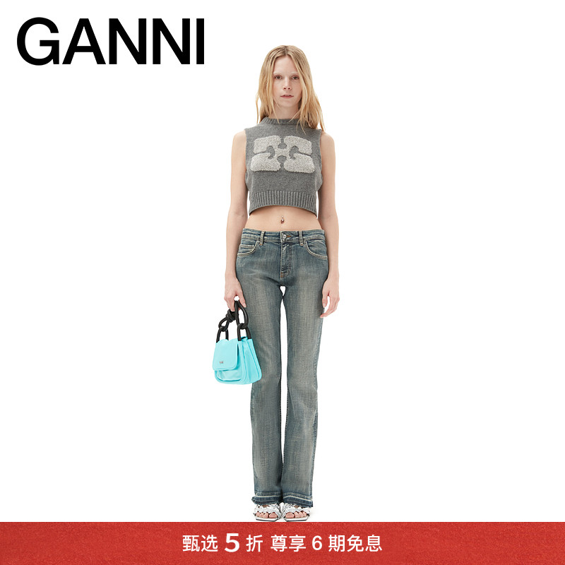 春夏低腰GANNI长裤做旧