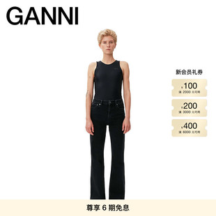 GANNI女装 F6696006 Betzy黑色高腰微喇修长牛仔裤