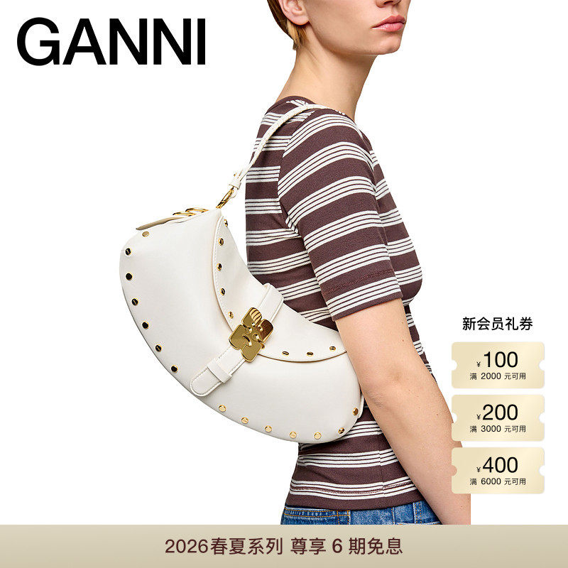 【春夏新款】GANNI女包 B-Kat弧形铆钉手提包手袋 B2060043135