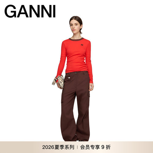 【新品会员9折】GANNI女装 多口袋宽松休闲裤工装裤 A1080164979