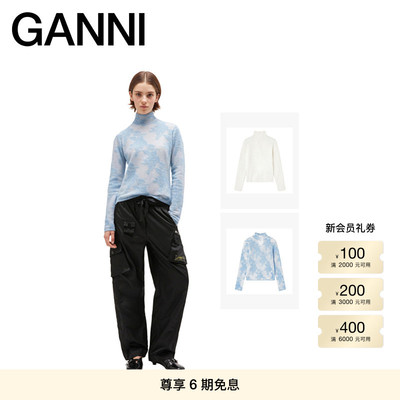 【甄选折扣】GANNI女装 优雅精致花卉修身慵懒针织套衫高领毛衣