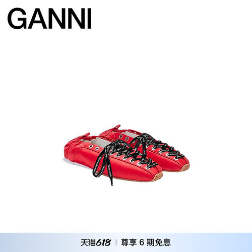【春夏新款】GANNI女鞋 复古系带运动芭蕾鞋休闲单鞋 B104002606P