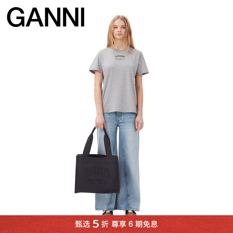 全新圆领短袖GANNI印花格雷系