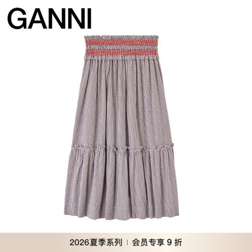 【新品会员9折】GANNI女装 松紧腰简约荷叶边半身裙 A1090251979