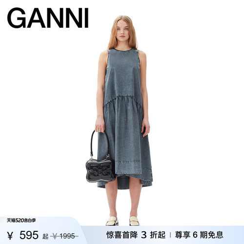 休闲连衣裙棉质GANNI宽松长裙