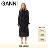 GANNI女装 荷叶边高领迷笛长裙连衣裙 F8692099