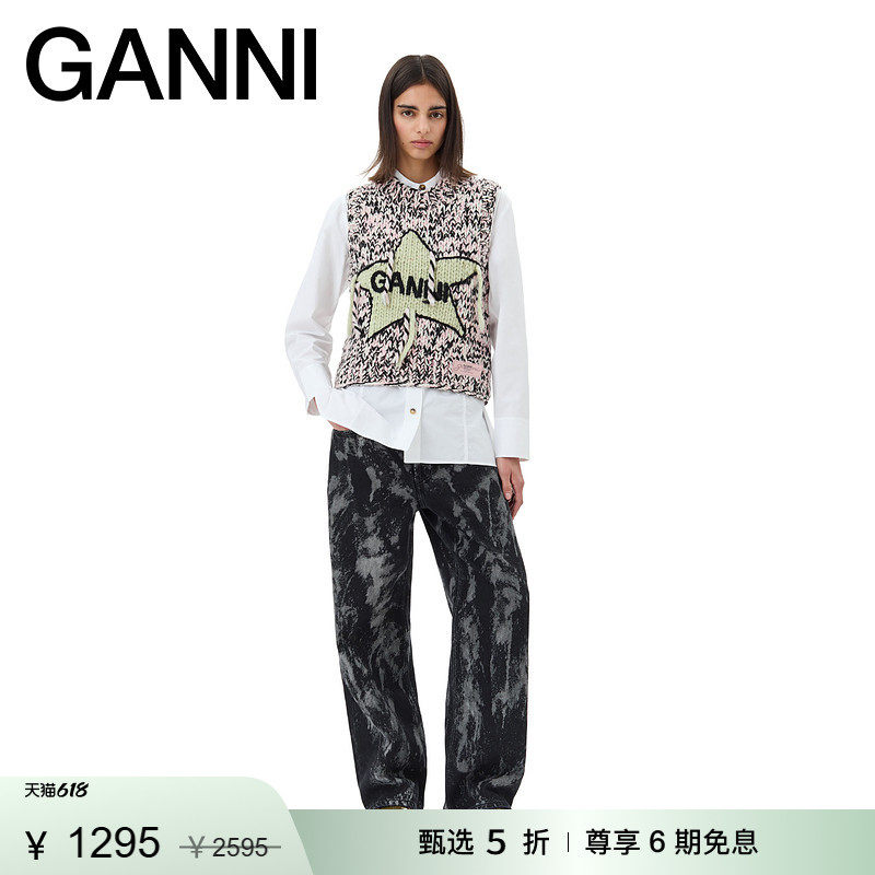 【甄选折扣】GANNI女装 LOGO羊毛针织背心时尚无袖毛衣K2346868