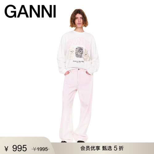 【甄选折扣】GANNI女装 动物印花长袖秋季宽松薄款卫衣 T4275151