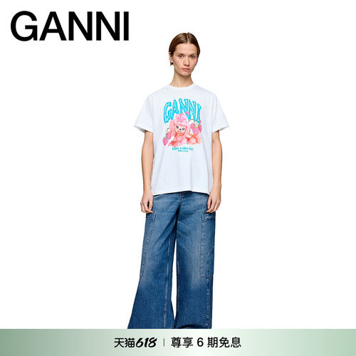 【春夏新款】GANNI女装 千禧风卡通甜辣宽松短袖T恤 A1050142151