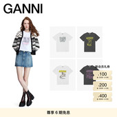 GANNI女装 可爱动物印花圆领短袖 T恤舒适内搭上衣