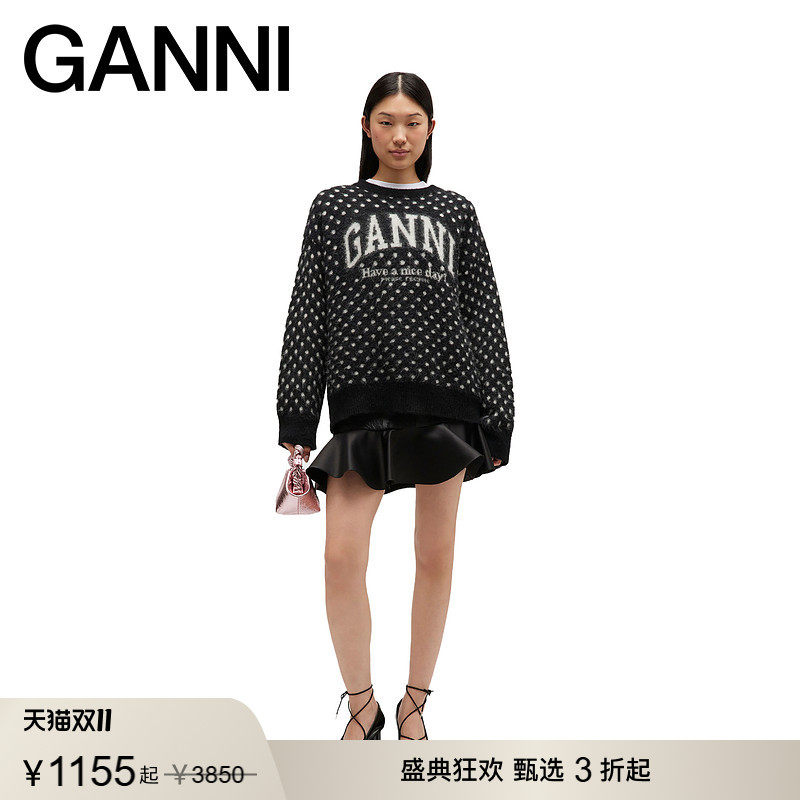 【甄选折扣】GANNI女装 波点针织秋季薄款慵懒感毛衣 A1070123099