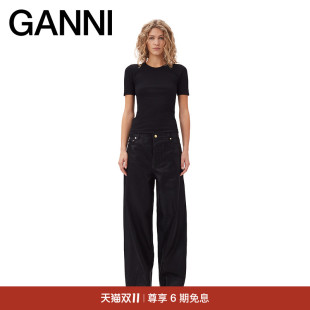 T恤衫 短袖 T4012099 黑色蝴蝶logo圆领修身 GANNI女装