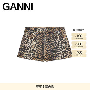 休闲裤 豹纹印花牛仔高腰短裤 GANNI女装 J1657943 明星同款