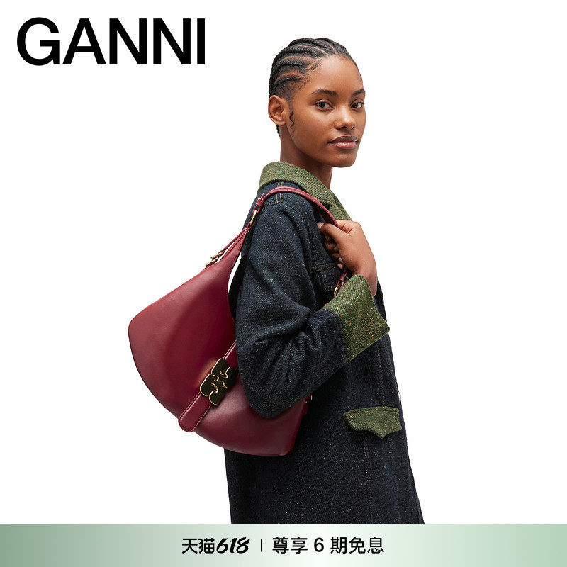 【春夏新款】GANNI女包 Kat Bag优雅弧形铆钉手提包手袋 A7077818