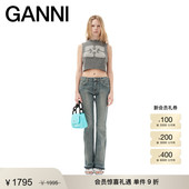 GANNI女装 J1206091 Iry做旧设计低腰微喇牛仔裤
