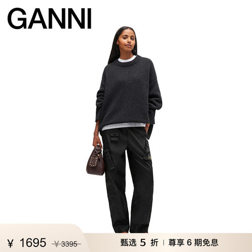【惊喜首降】GANNI女装 法式优雅经典款圆领宽松针织毛衣K2610252