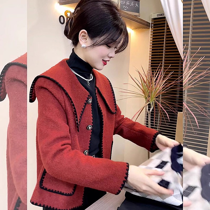 超好看漂亮小个子娃娃领大衣