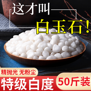 50斤装白石子造景庭院景观铺路铺地鹅卵石装饰白色砾石碎石小石头