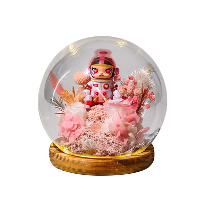 悍乐泡泡玛特玻璃罩干花盲盒