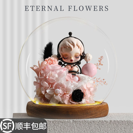 POPMART泡泡玛特SKULLPANDA漫相集系列手办盲盒永生花潮流礼物