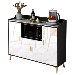 岩板餐边柜现代简约厨房微波炉橱柜家用靠墙一体多功能储物茶水柜