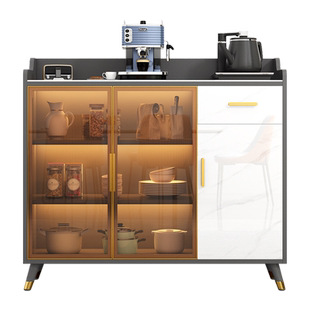 岩板餐边柜现代简约收纳储物柜客厅吧台一体靠墙轻奢玻璃门茶水柜