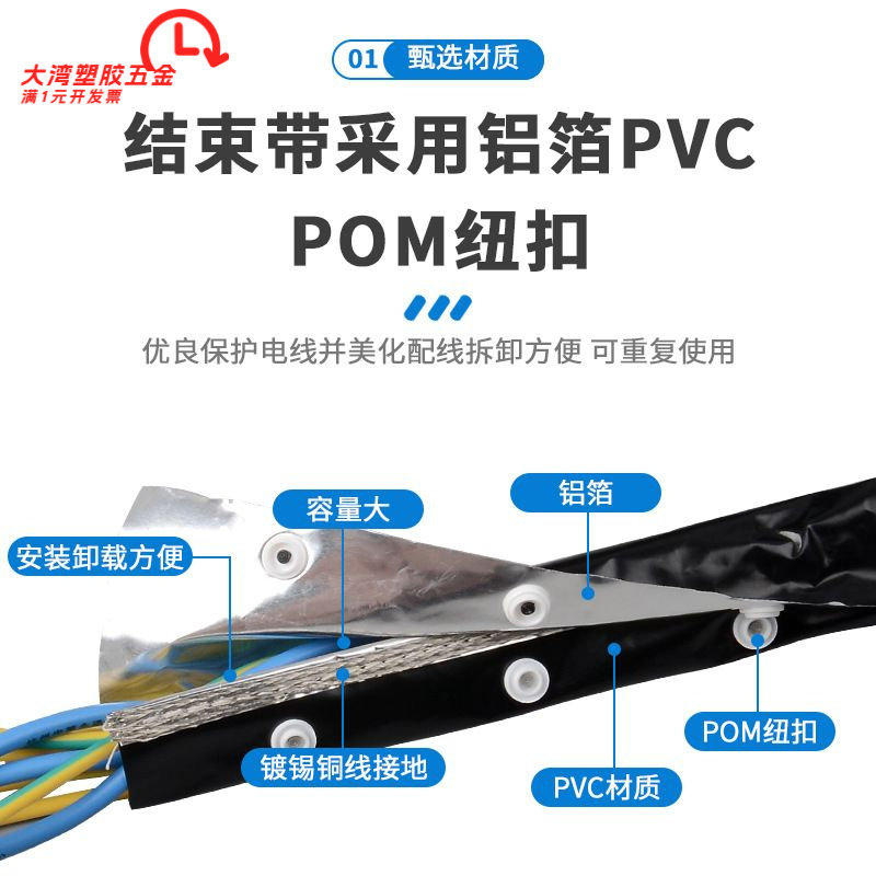 LPC扣式屏蔽结束带纽扣套管电磁