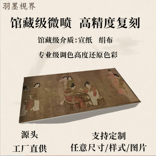 唐 周昉 内人双陆图 名家真迹高清微喷复刻学习临摹人物装饰手卷