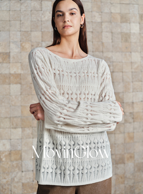 MovinGlow｜锐意新法 康赛妮纯羊绒重磅意纺 几何镂空宽松针织衫