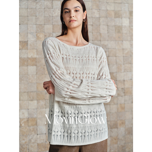 MovinGlow｜锐意新法 康赛妮纯羊绒重磅意纺 几何镂空宽松针织衫